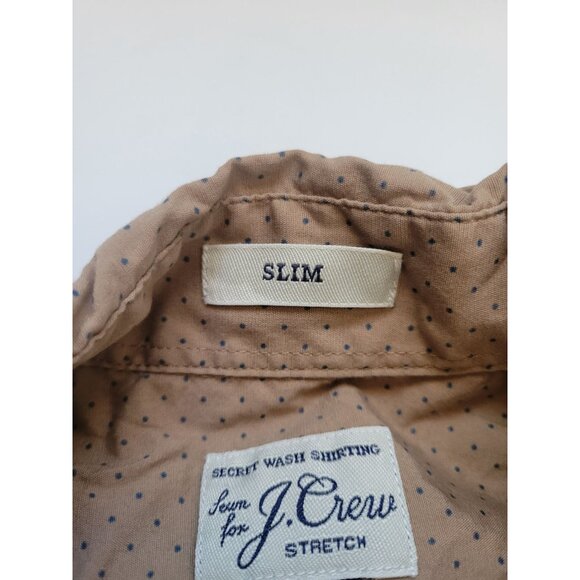 J. Crew Light Brown with Polka Dot Collared Long Sleeve Button Down Shirt Size M - Picture 3 of 10